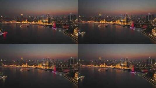 上海外滩万国建筑灯光秀日落高清在线视频素材下载