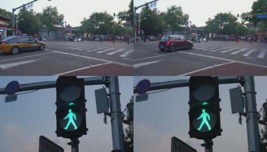 4K北京城市街道交通红绿灯实拍视频高清在线视频素材下载