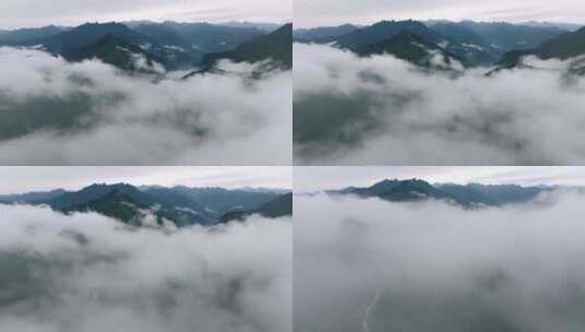 航拍秦岭山脉森林云雾风光高清在线视频素材下载