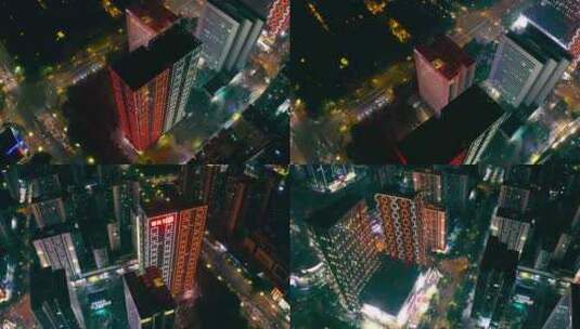 航拍广西柳州河东新区CBD建筑群夜景高清在线视频素材下载