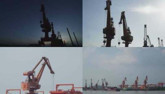 广东佛山顺德新港码头港口海关物流集装箱高清在线视频素材下载
