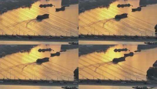 中国广东省广州市荔湾区东沙大桥日落高清在线视频素材下载