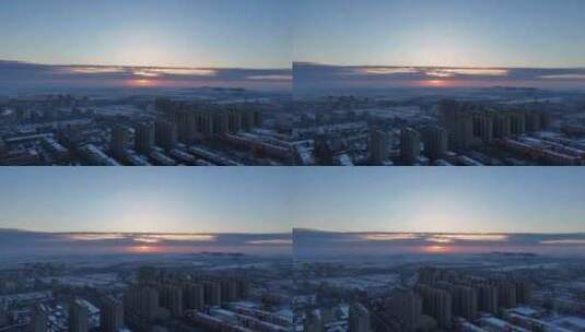 日出 城市 雪景高清在线视频素材下载