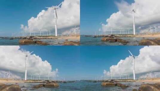 海边发电风车延时8K高清在线视频素材下载