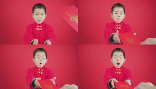 中国儿童拜年新年快乐高清在线视频素材下载