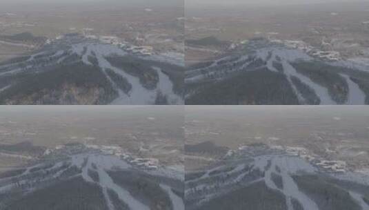 冬季 滑雪场 航拍slog-4高清在线视频素材下载