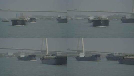 在长江南京段航行的货轮高清在线视频素材下载