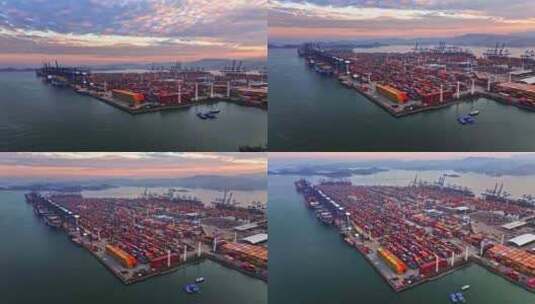 中国深圳盐田港码头集装箱港口航拍高清在线视频素材下载