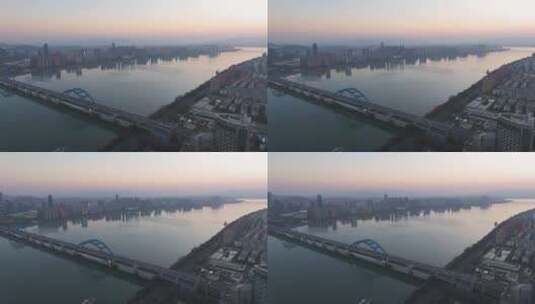 杭州钱塘江沿江上城区滨江区风光航拍高清在线视频素材下载