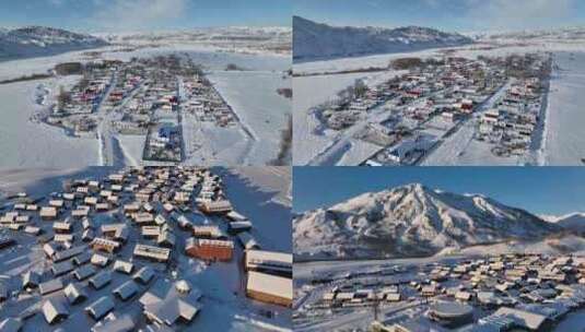 新疆阿勒泰禾木景区房屋村庄高清在线视频素材下载