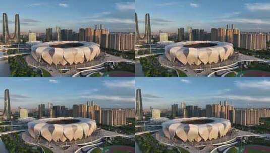 杭州亚运会奥体中心体育馆外景高清在线视频素材下载