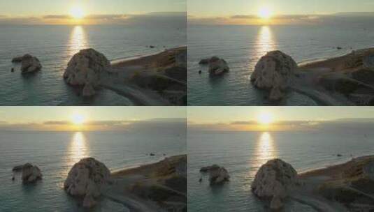 佩特拉·图·罗米欧或阿芙罗狄蒂岩石的鸟瞰高清在线视频素材下载