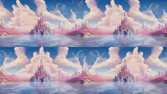 5k梦幻粉色城堡4高清在线视频素材下载