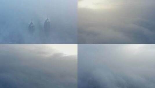 无人机航拍延时摄影云雾双子星高清在线视频素材下载