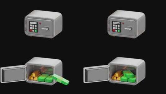储物柜省钱和硬币的3D动画|阿尔法频道高清在线视频素材下载