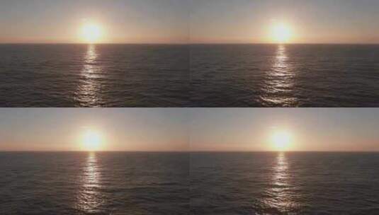 航拍海平面日出日落高清在线视频素材下载