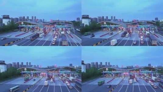 杭州下沙高速公路收费站高清在线视频素材下载