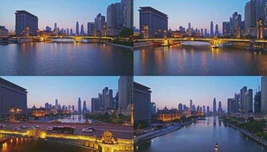 航拍天津海河大光明桥高清在线视频素材下载