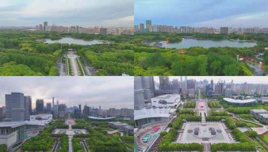 航拍上海浦东世纪公园全景高清在线视频素材下载