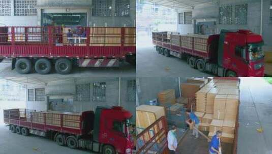 货车上货装车 物流装车 装车工人 大货车高清在线视频素材下载
