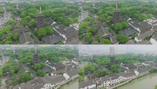 苏州寒山寺中式建筑旅游景点航拍高清在线视频素材下载