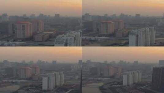 上海夕阳下的城市黄浦城市景观中国鸟瞰垂直高清在线视频素材下载