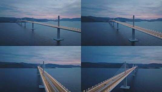 航拍斜拉索桥高清在线视频素材下载