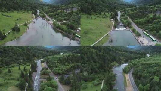 川西四姑娘山雪山峡谷森林航拍高清在线视频素材下载