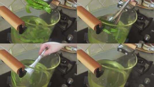 玻璃锅给荷兰豆焯水断生高清在线视频素材下载