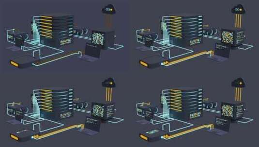 计算机技术3D动画。大数据中心计算。云计高清在线视频素材下载