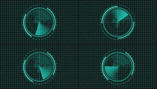在世界地图上扫描雷达屏幕，找出不同的信息高清在线视频素材下载