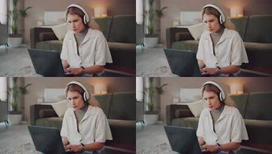 商业女性、笔记本电脑和惊喜，用于研究、网高清在线视频素材下载