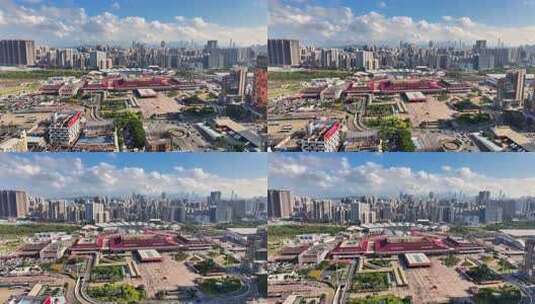 珠海拱北口岸蓝天航拍高清在线视频素材下载