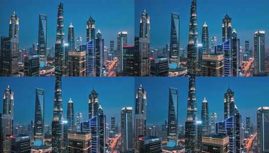 上海陆家嘴城市建筑夜景高清在线视频素材下载