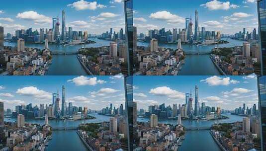 上海外滩城市风光航拍地标建筑繁华都市高清在线视频素材下载