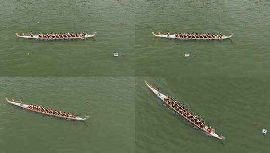 端午节赛龙舟比赛航拍龙舟俯拍龙舟划桨划船高清在线视频素材下载