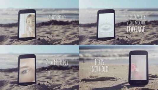 模拟海滩手机真实视频整洁促销唯美简洁AE模板高清AE视频素材下载
