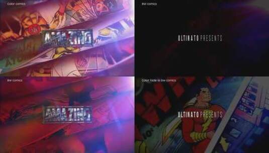 动感漫画超级英雄标志元素开场展示AE模板高清AE视频素材下载