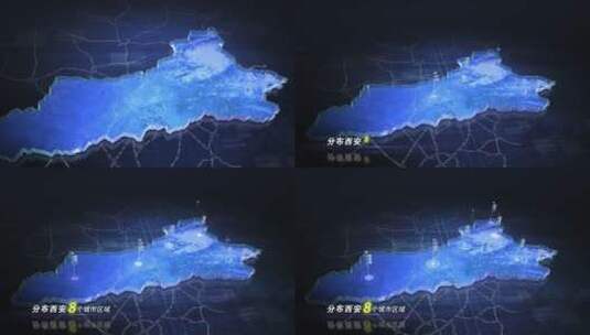 【无插件】蓝色科技感地图西安高清AE视频素材下载
