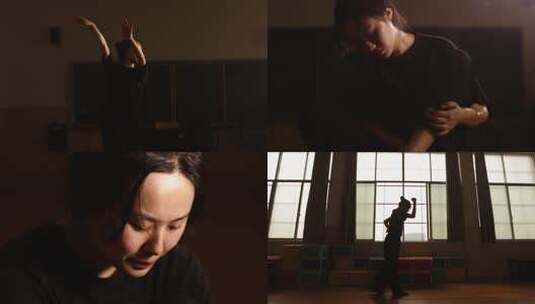 漂亮女孩舞蹈室跳舞一个人的舞蹈独舞高清在线视频素材下载