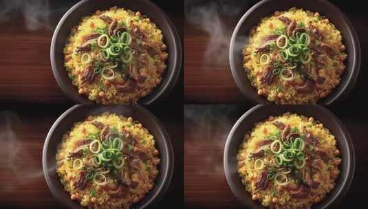 香气四溢的抓饭美食令人食欲大增高清在线视频素材下载