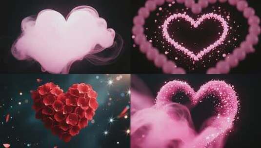粉色爱心创意延时与粒子特效组合高清在线视频素材下载