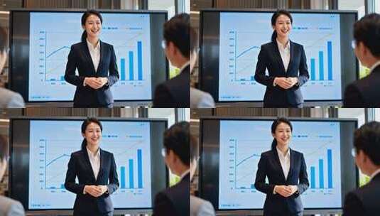 女商人商务汇报场景高清在线视频素材下载