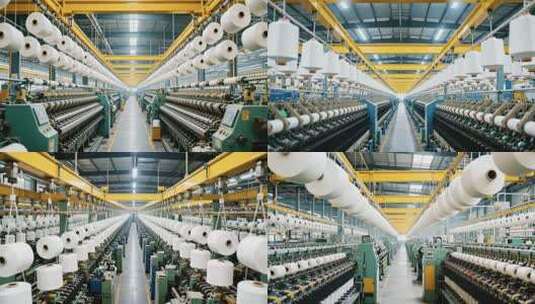 纺织工厂生产线内部场景高清在线视频素材下载