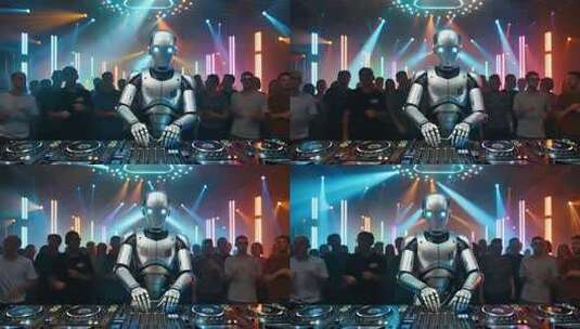 机器人酒吧现场打碟画面高清在线视频素材下载