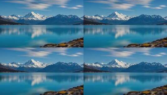 新西兰雪山湖泊风景高清在线视频素材下载