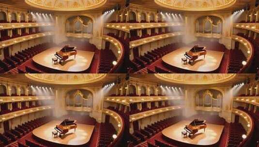 金色音乐厅钢琴演奏背景4K高清在线视频素材下载