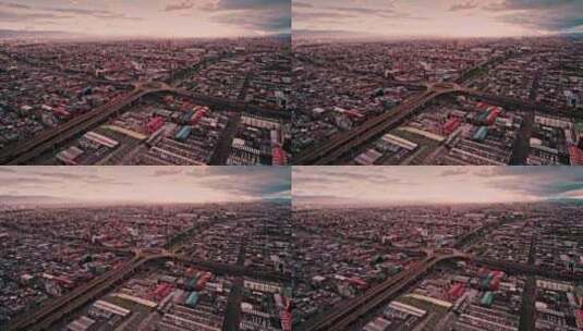 惊人的城市日落航空4k-波哥大高清在线视频素材下载