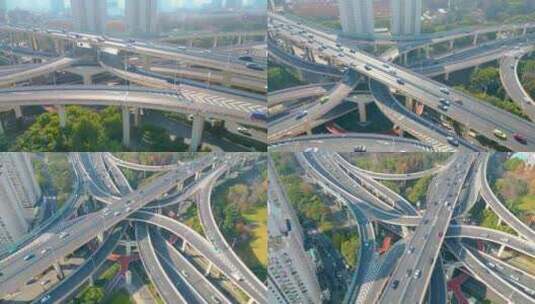 上海黄浦区延安东路立交桥车流城市风景视频高清在线视频素材下载