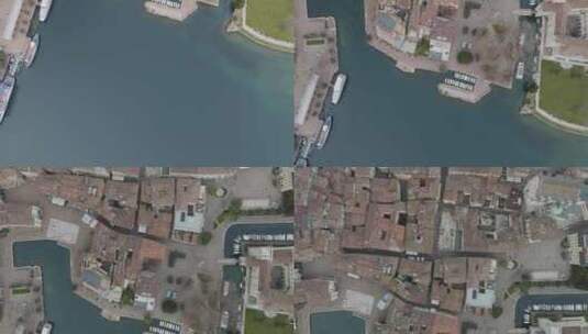 意大利加尔达河畔加尔达湖的鸟瞰图。高清在线视频素材下载